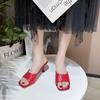 Fashion Plus Size 2025 Summer Sewing Women’s Square Toe Slippers Outdoor Concise Thin Heels Slippers for Fashion Daily Dress Sandals