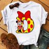 Kawaii Ladies Tees Disney Cartoon Mickey Mouse Letter Minnie T-shirt White Short-sleeved Women 90S Tops Summer Loose Blouse