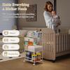 Cărucior Organizator Scutece pentru Bebeluși - Organizator pe 3 Nivele cu Roți și Sertar, Depozitare la Pat pentru Camera Copilului pentru Esențialele Nou-Născutului