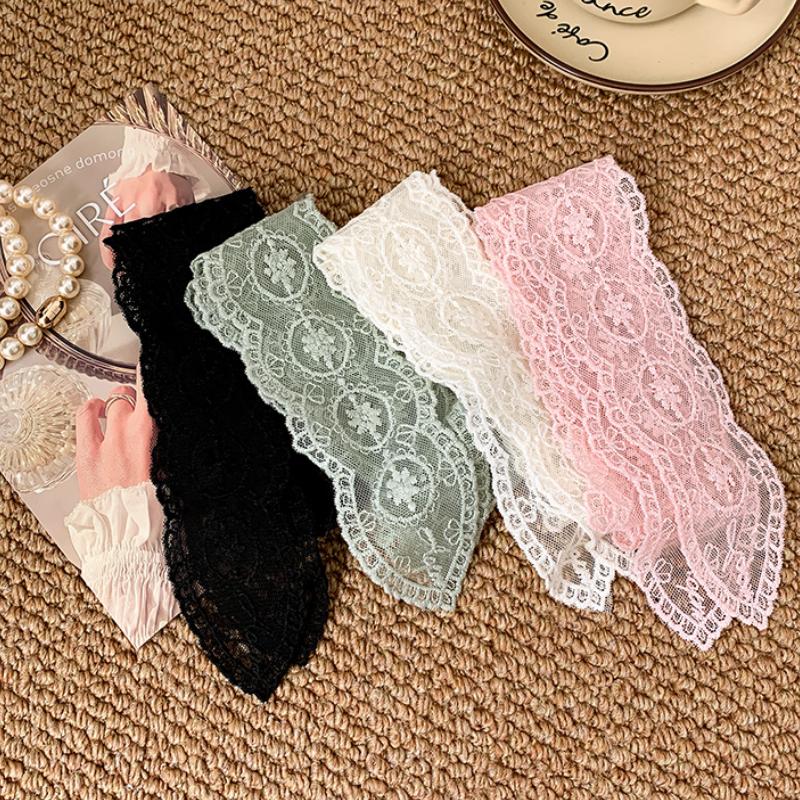 2025 Neu Ins Vintage Weiß Spitze Langer Seidenschal Damen Vielseitig Dekorativ Y2k Schmaler Haarriemen Gürtel Premium Spice Girl Schal