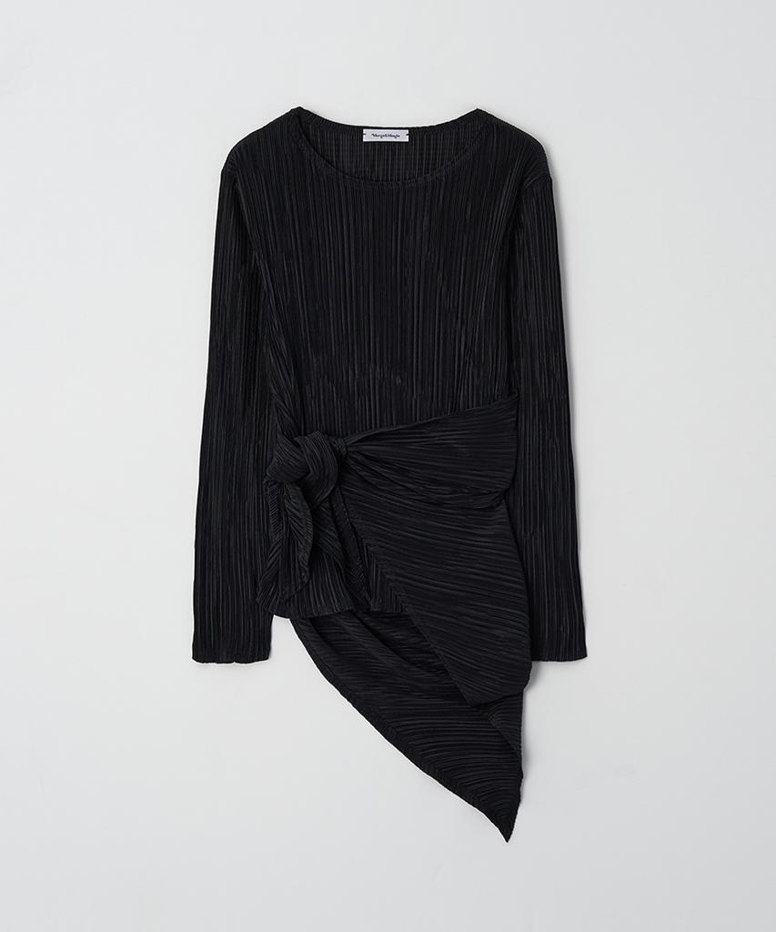 Meojiaenminggeul Iconic Pleats Wrap Scarf Blouse T (Black)