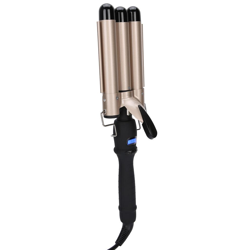 3 Barrel Curling Iron Wand Hair Waver Curler Iron Hair Waving Styling Tools Gold 110‑240VUS P Lug 32mm