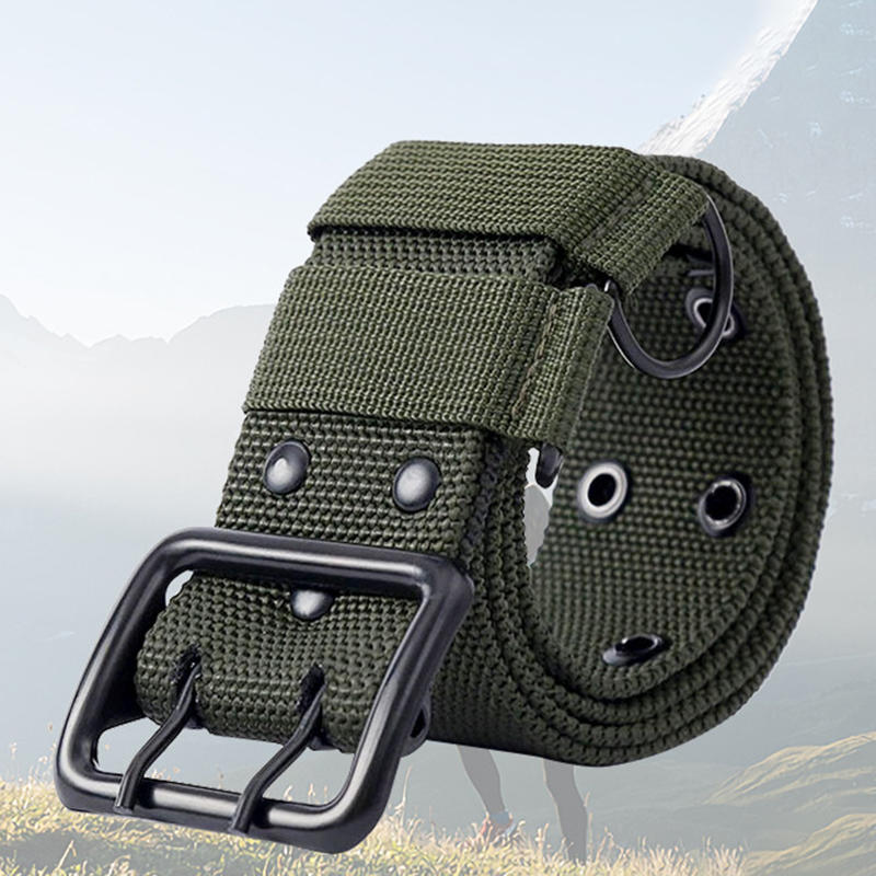 

Leisure Men s Training Belt Double Needle Buckle Multifunctional Sports Belts Adjustable Nylon Braided Belt 110cm