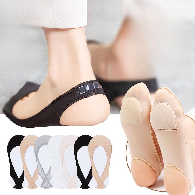 Women Ultra Thin Invisible Socks with Thickened Forefoot Pads Shallow Mouth Non Slip Socks for High Heel Girls