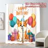 2pcs, 2D FLAT PRINTING Curtains (Without Rod) Birthday Corgi Modern Window Curtain Versatile Fabric Curtains Festive Ldeal for