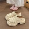 Retro Simple One-pedal Cool Slippers Women's 2025 Summer New Outer Wear Weaving Hollow Small Height-increasing Slippers