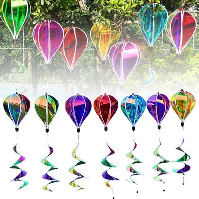 Hot Air Balloon Spinners Plastic Color-changing Film Wind Spinner Striped Tie Dye Rainbow Colors Rotating Windmill Pinwheels