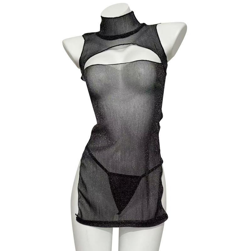 Fun Sexy Spice Girl Hollow Perspective Nightdress Breast Perspective Dress Fun Uniform Suit Female