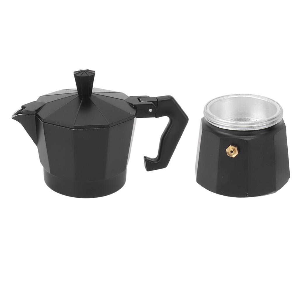 Stovetop Moka Pot Italian Hand Brewed Coffee Maker Aluminum Alloy Kitchen DIY Accessories Black 150ml