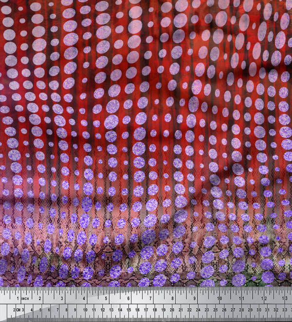 Soimoi Japan Crepe Satin Fabric Ethnic Panel Print Fabric by the Metre 42 Inch