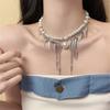 Tooxika Luxury Niche Design Pearl Splicing Rivets Tassel Necklace Versatile Fashion Collarbone Chain
