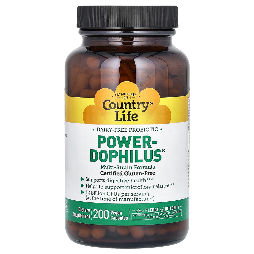 

Country Life Power-Dophilus Пробіотик без молочних продуктів, Рослинні капсули, 200 шт. 200 pcs - 1 ea