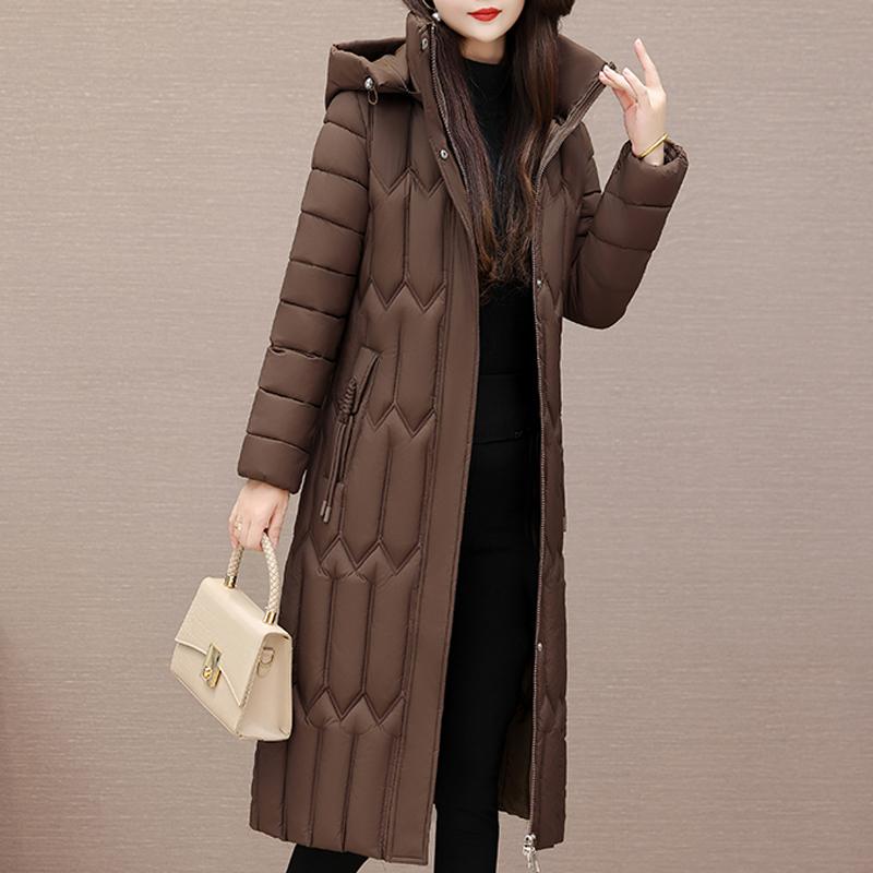 Fashion Middle Age Women's Winter Parka Hooded Casual Warm Long Coats Thick Women Jackets