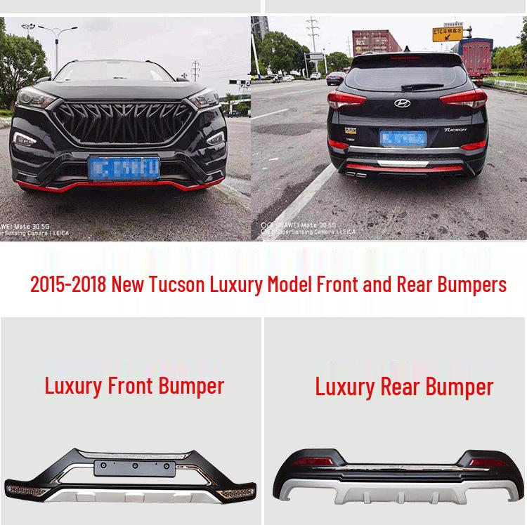 Fits 2015-2018 Hyundai Tucson: Front/rear Bumper Guards, 2018 Model Decorative Bumpers.