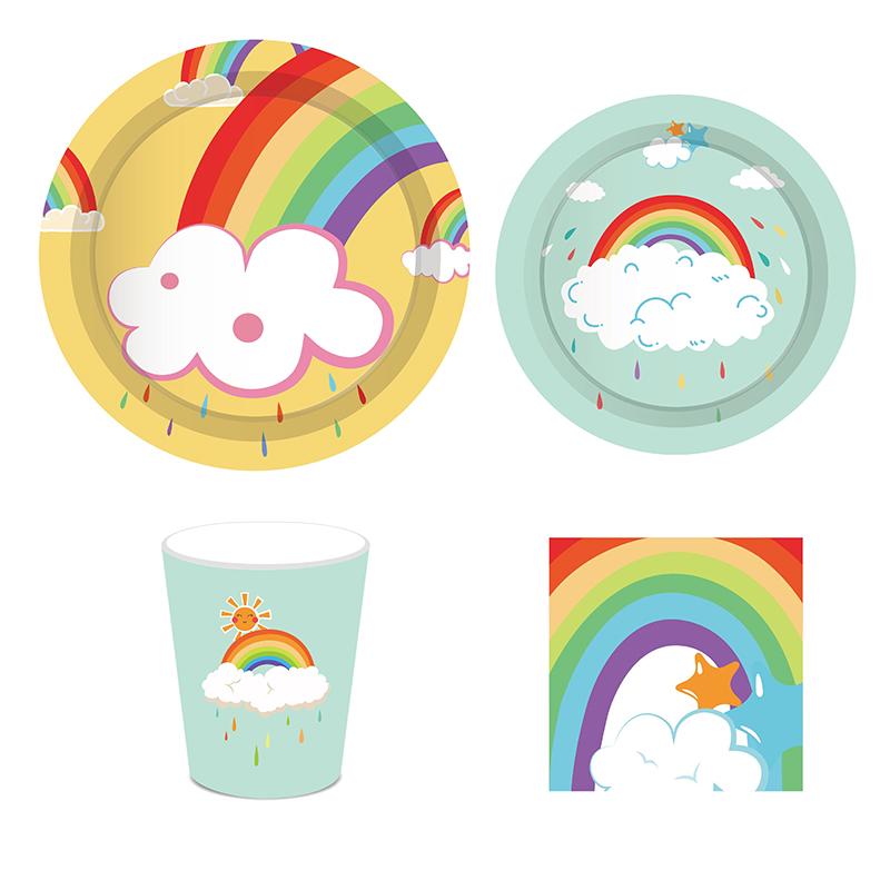 Environmental Theme Blue Sky And White Cloud Party Tableware Paper Plate Cup Balloon Birthday Baby Shower Wedding Decor Supplies