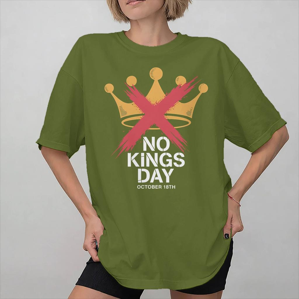 Graphic Printed No Kings In America T Shirt For Unisex  100 Cotton Tee Shirt Short Sleeve Clothing