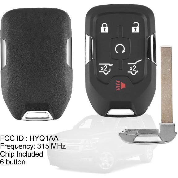 Self-Programmable Replacement for Proximity Smart Key Fob for 2015 2016 2017 2018 Chevy Suburban Tahoe GMC Yukon (FCC:HYQ1AA) 1 pcs