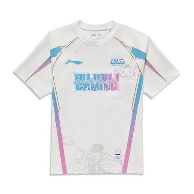 Li Ning E-Sports Serie BLG Team Klassisches Bequemes Buchstabenmuster Raglan Kurzarm T-Shirt Unisex Oberteile Off-White ATSU667-1