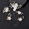 5pcs/set Elegant Flower Pearl Bridal Hair Accessories Frosted Handmade Bride Hair Combs Chinese Style Retro Hair Fork