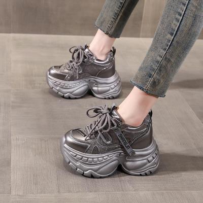 HS6798-51 Damen Strass Plateau Dad Schuhe - Herbst 2025 Trend, Versteckter Absatz, Dicke Sohle, Superweiche Freizeitsneaker.