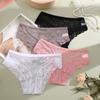 FINETOO 3PCS Women's Lace Panties Sexy Perspective Underwear Briefs Female Solid Color Hollow Out Lingerie Floral Intimates S-XL