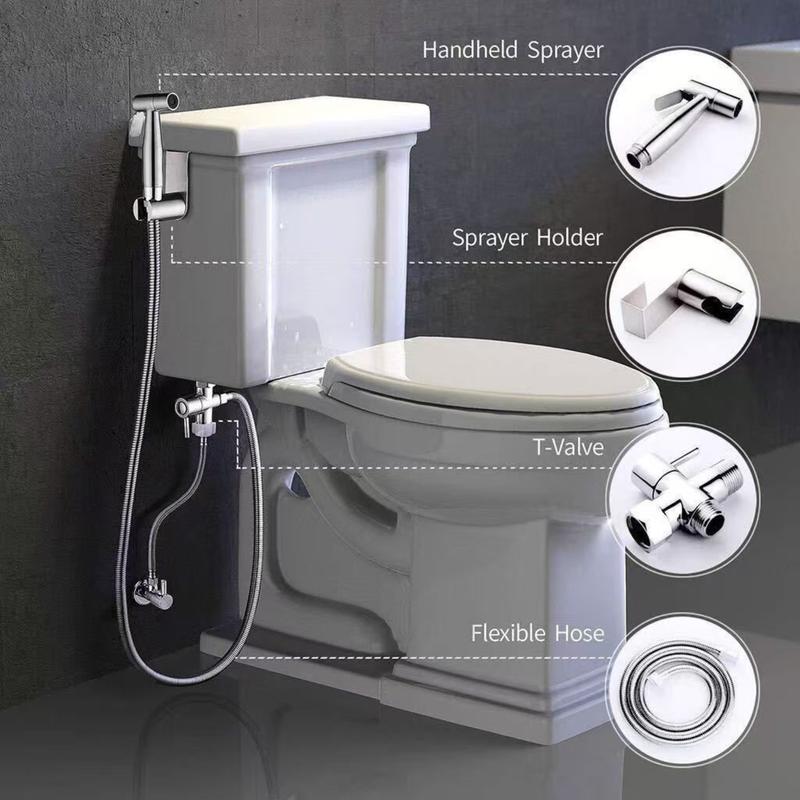 Stainless Steel Handheld Toilet Bidet Sprayer Set Self Cleaning Hand Bidet Faucet Shower Head For Bathroom