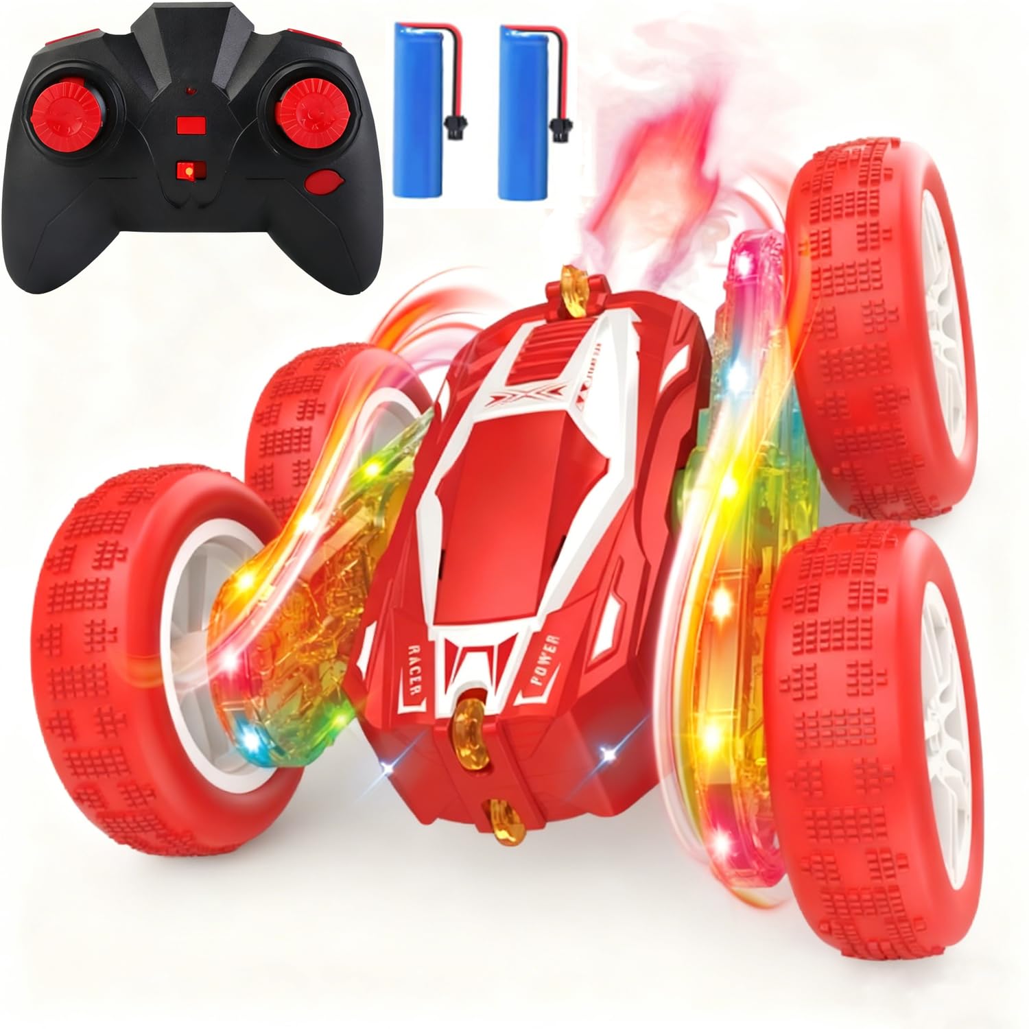 

Radio-controlled stunt car for kids, off-road RC car with 360-degree rotation, double-sided driving, four-wheel drive, 4Ghz wireless control, water