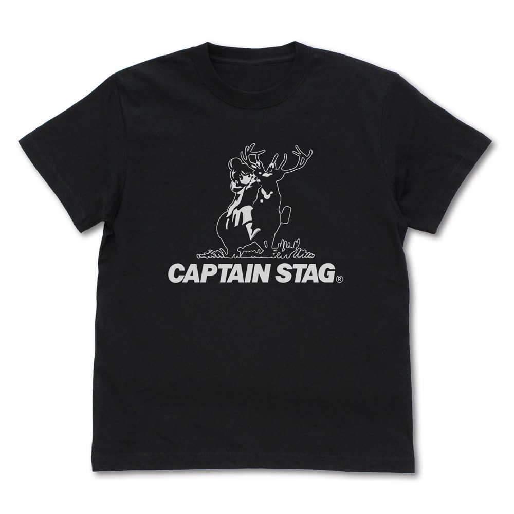 COSPA Yurucamp x Captain Stag T-Shirt Black M Size