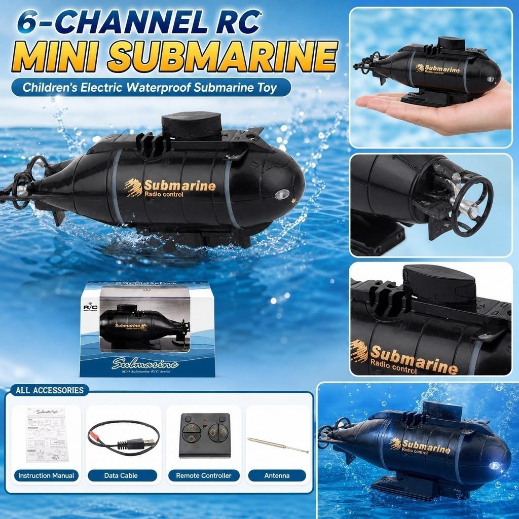 Radio Control Mini Submarine Electric Six-Channel Wireless Remote Control Toy Boat for Children Indoor and Outdoor Water Play
