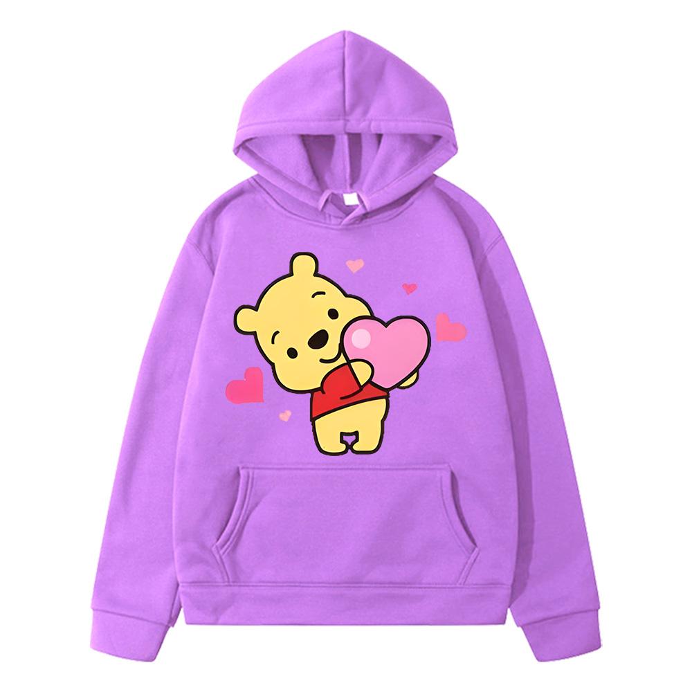 

Толстовки с принтом медведя, детские толстовки с капюшоном, уличная одежда, пуловеры с героями мультфильмов для мальчиков и девочек, осенняя теплая толстовка с длинными рукавами 160 фиолетовый