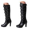 Long Thigh High Boots For Women Women'S Winter Vintage Knee High Boots Chunky High Heel Lace Up Boots Halloween Zapatos De Mujer