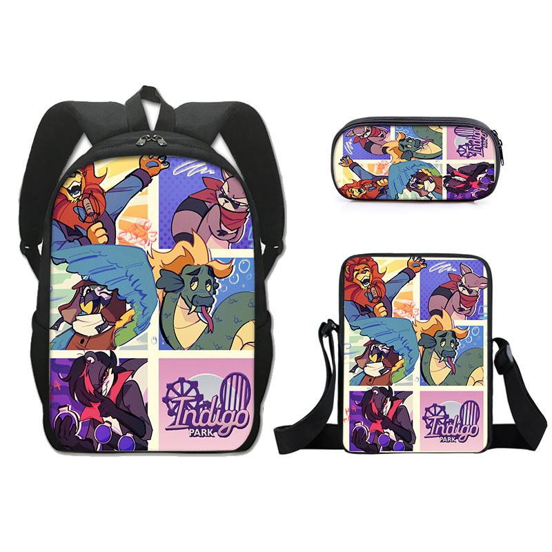 Sac à dos pour enfants Set de 3 pièces Sacs d'école Indigo Park École primaire Sac à dos imprimé Sac à dos Couche unique Trousse à crayons Sac à bandoulière
