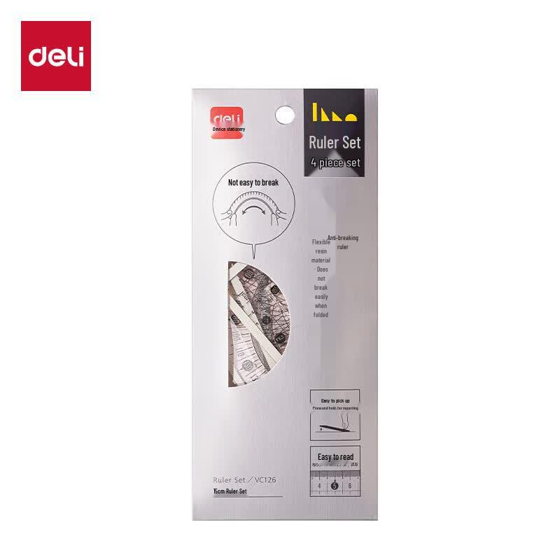 Deli VC126 15cm Anti-Break Geometry Ruler Set