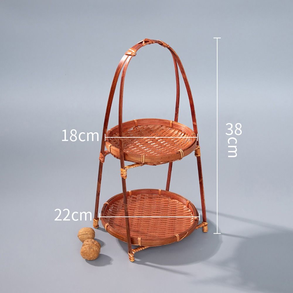 1Pcs Fruit Food Vegetable Bamboo Woven Basket 1/2/3 Layers Standing Tray Storage Basket  For Kitchen