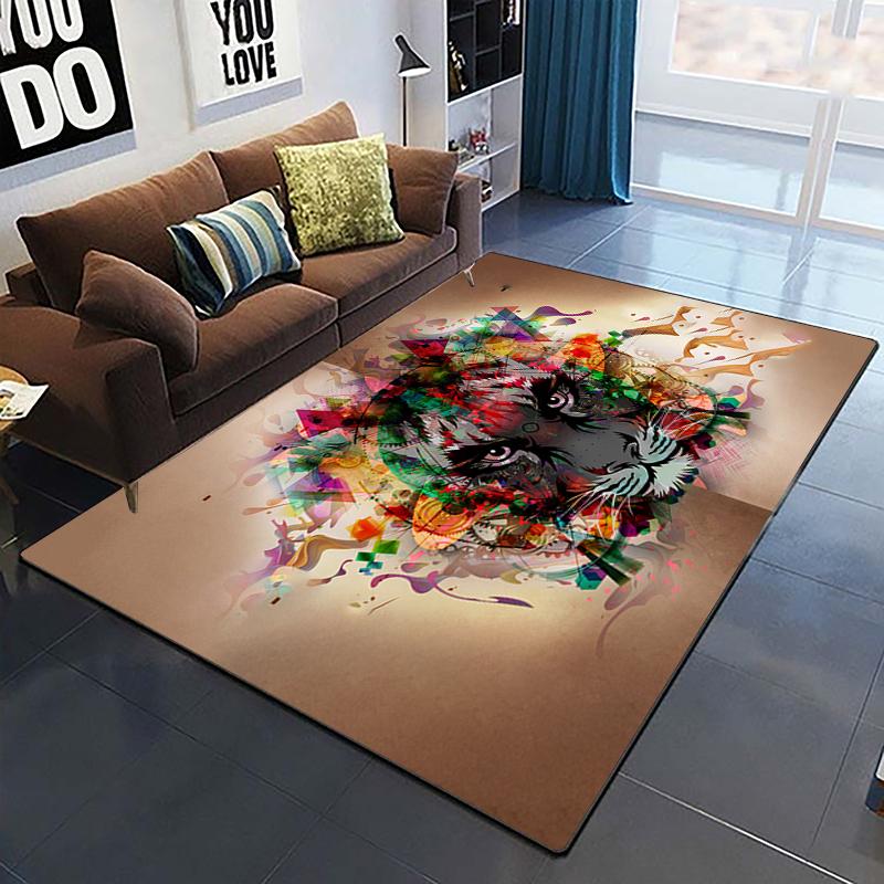 Domineering Tiger 3D Printed Carpets for Living Room Bedroom Decor Jungle Animals Carpet Home Bedside Floor Mat Play Area Rugs