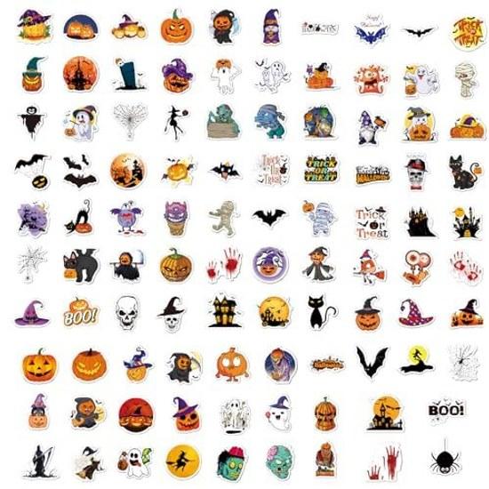 Halloween sticker set 100 pieces decoration stickers stylish cute waterproof suitable cars smartphones suitcases bikes skateboards helmets guitars