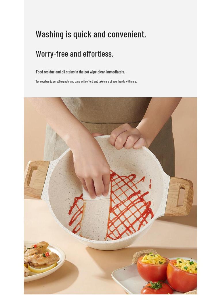Mingjue Non-stick Maifan Stone Soup & Stew Double-ear Pot for Induction Cookers