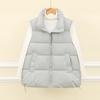Loose Sleeveless Short Stand-up Collar Vest for Winter Commuting Simple Casual Cotton Vest