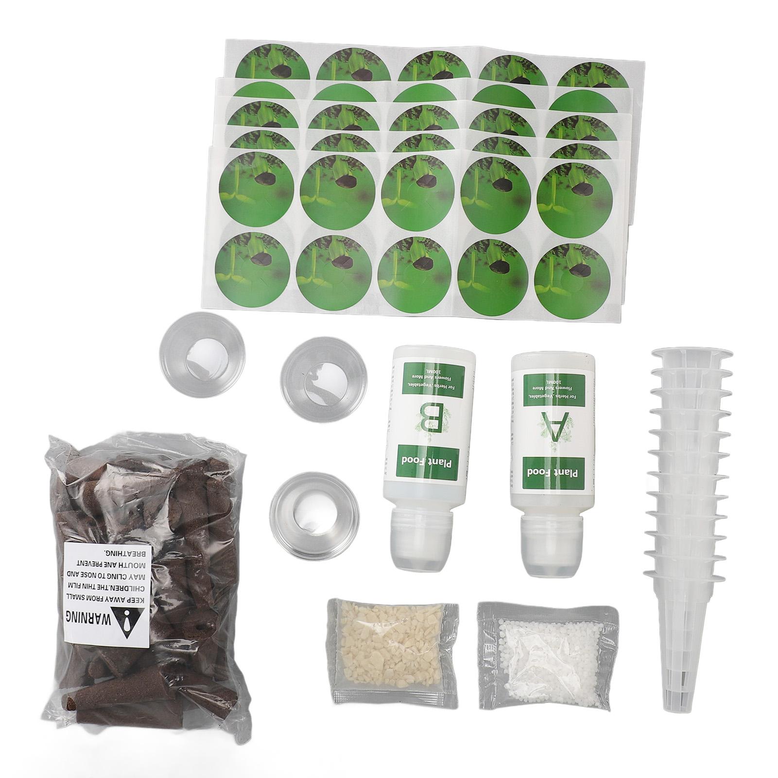 

100ML Hydroponic Plant Food Hydroponics Nutrients Set with Grow Sponges A B Plant Food 50 Stickers Plant Pod Kit