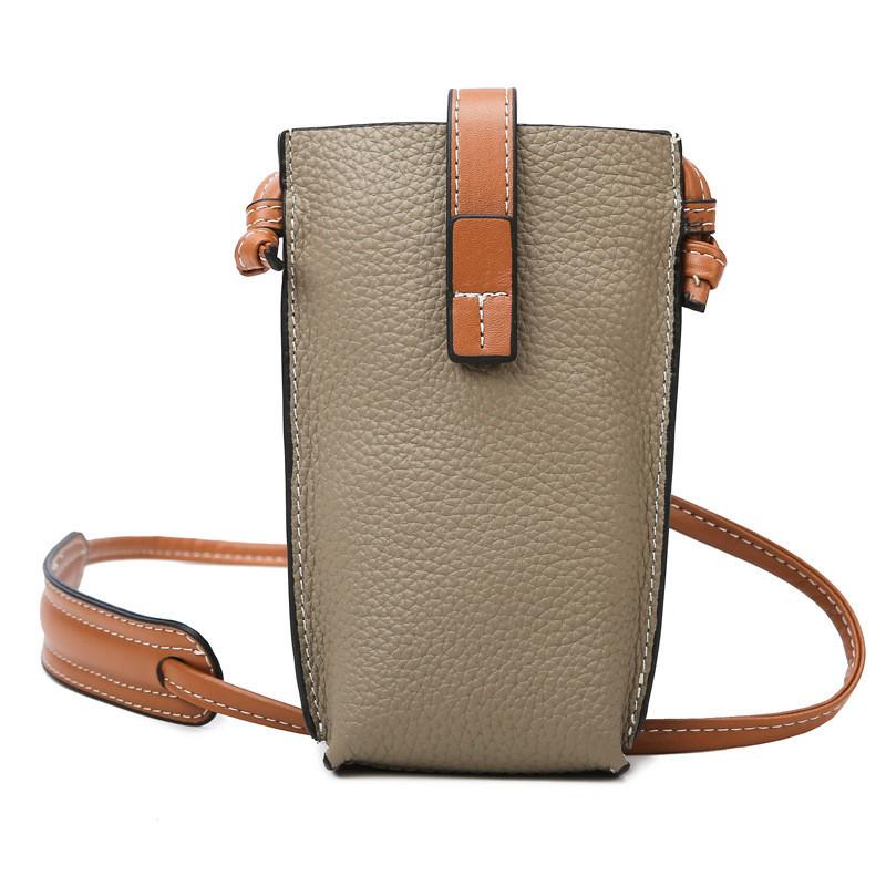 IELGY Contrast Color One-Shoulder Diagonal Ladies Mobile Phone Bag Simple Fashionable Texture Bag