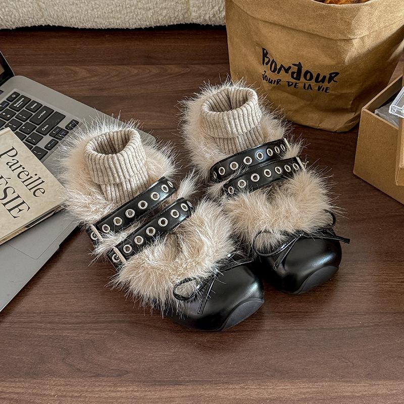 Women's large size soft elastic cartoon cute winter warm cold padded snow boots non-slip wear outdoor leisure sports cotton boots