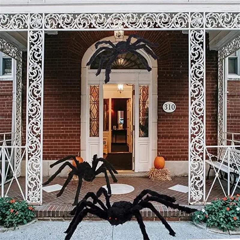 Giant Black Spider Halloween Party Decor for Home 2026 Outdoor Haunted House Ornament Trick or Treat Big Black Spider