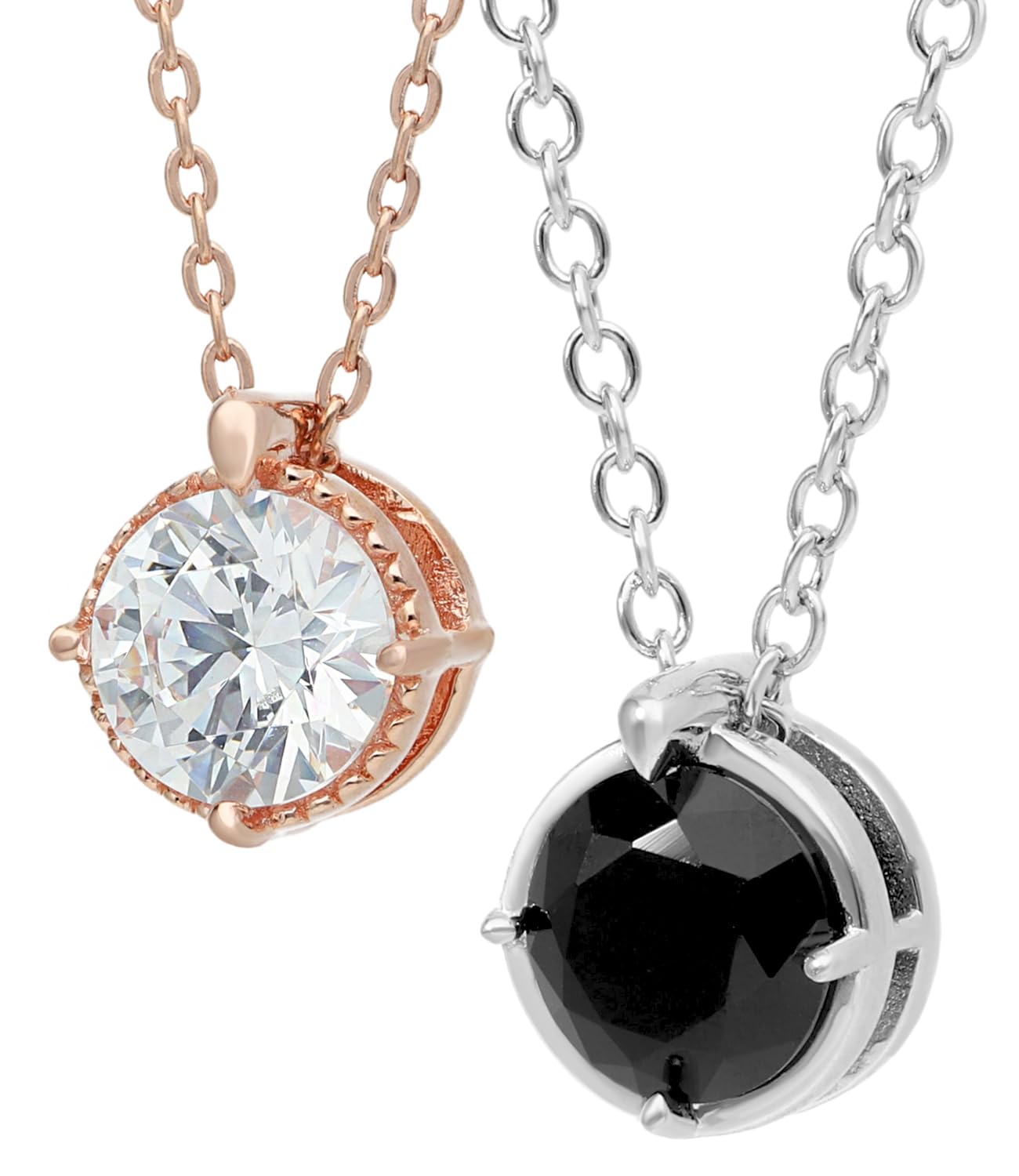 

[Close to Me] Special Edition Pair Single Stone Necklace, Sterling Silver 925, Pink Gold, Matching Pair Necklaces, Simple Design