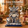 Wooden Holiday Tabletop Ornaments Christmas Windmill Ornament, 2D Rotating Decoration, Santa Gift for Family Centerpiece Table Mantel Shelf