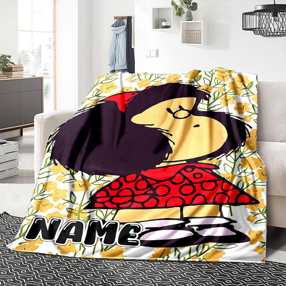 Custom Name Mafalda'S Adventures Party Blanket For Couch Bed Plush Cozy Fuzzy Blanket Super Soft Warm Blankets For Fall And Winter 091626