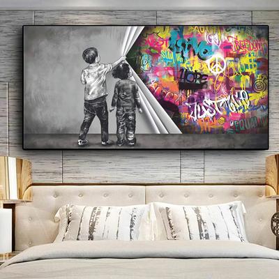 Abstract Graffiti Childrens On Stage Show Curtain Canvas Art Posters Prints Wall Pictures for Living Room Home Cuadros Decor