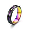 1Pcs Oblique-edge two-color ring - Men's and women's stainless steel finger ring - Simple and retro design ring