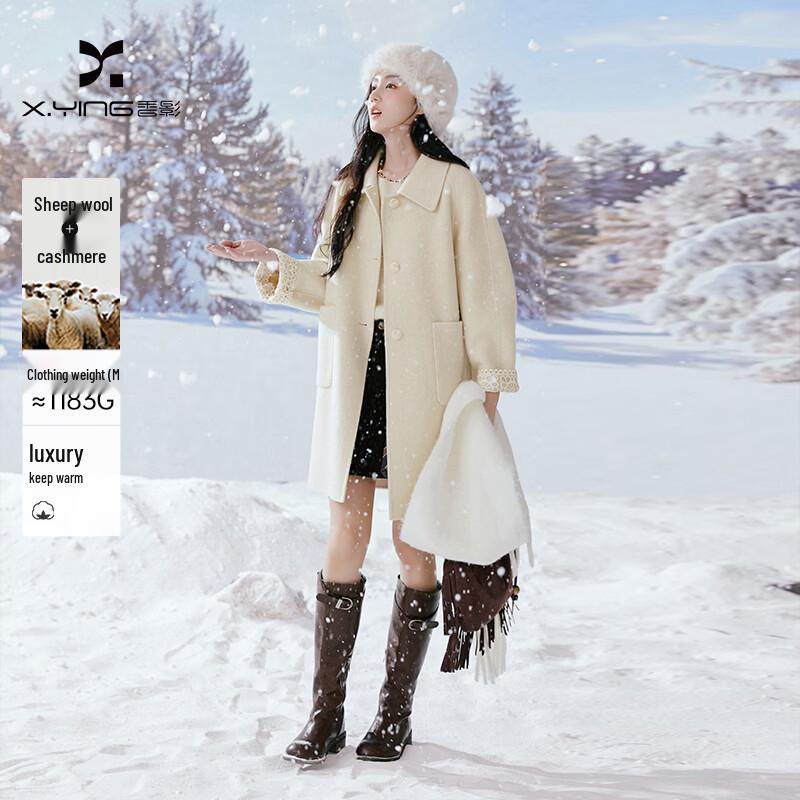 Xiangying Women s Mid-Length Wool Coat L