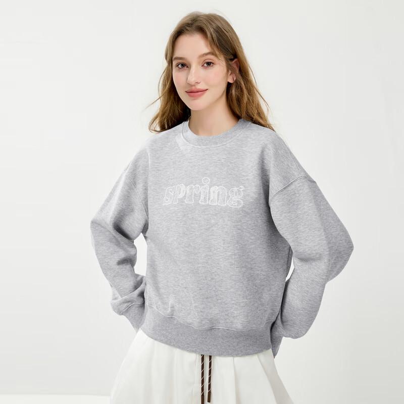 Qiu Shui Yi Ren Embroidered Lace Sequin Round Neck Sweatshirt