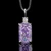 Womens Fashion Jewelry Set With Cubic Zirconia Ice Flower Cut Earrings Necklace Ring Purple Violet Tone Copper Alloy